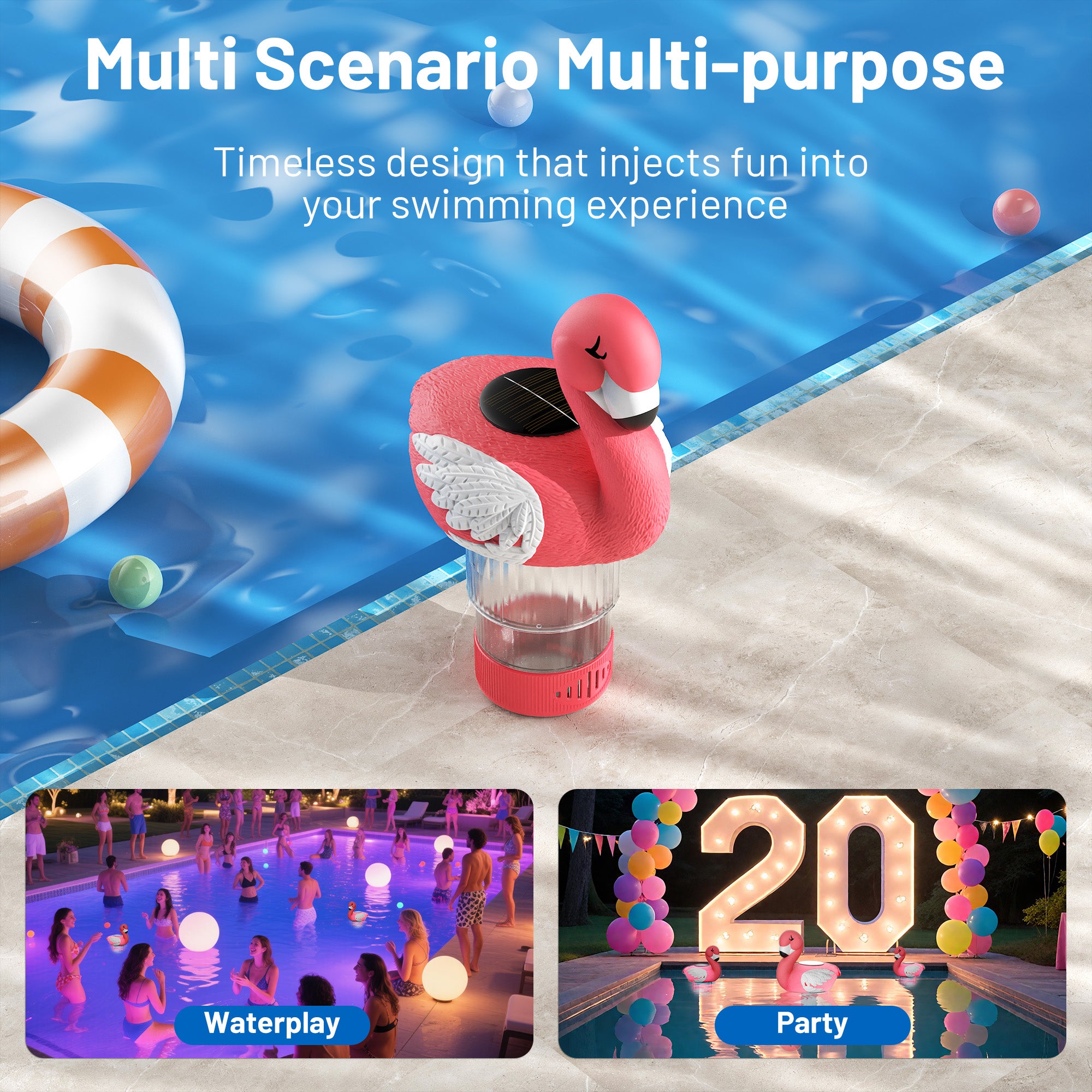 3 Inch Flamingo Solar Pool Chlorine Floater