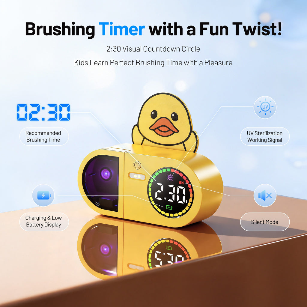 Kids' UV Toothbrush Holder (Classic Yellow Duck)