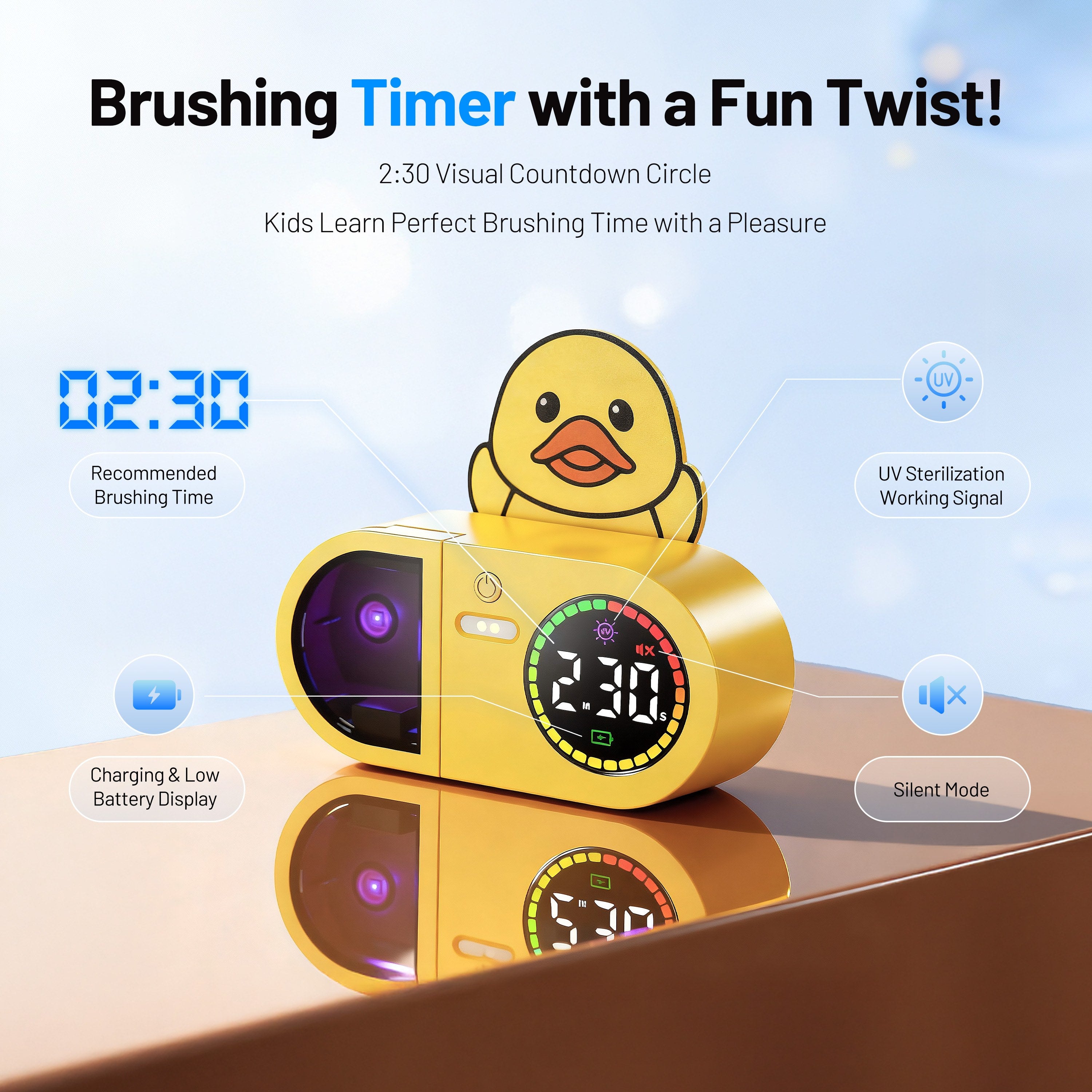 Kids' UV Toothbrush Holder (Classic Yellow Duck)