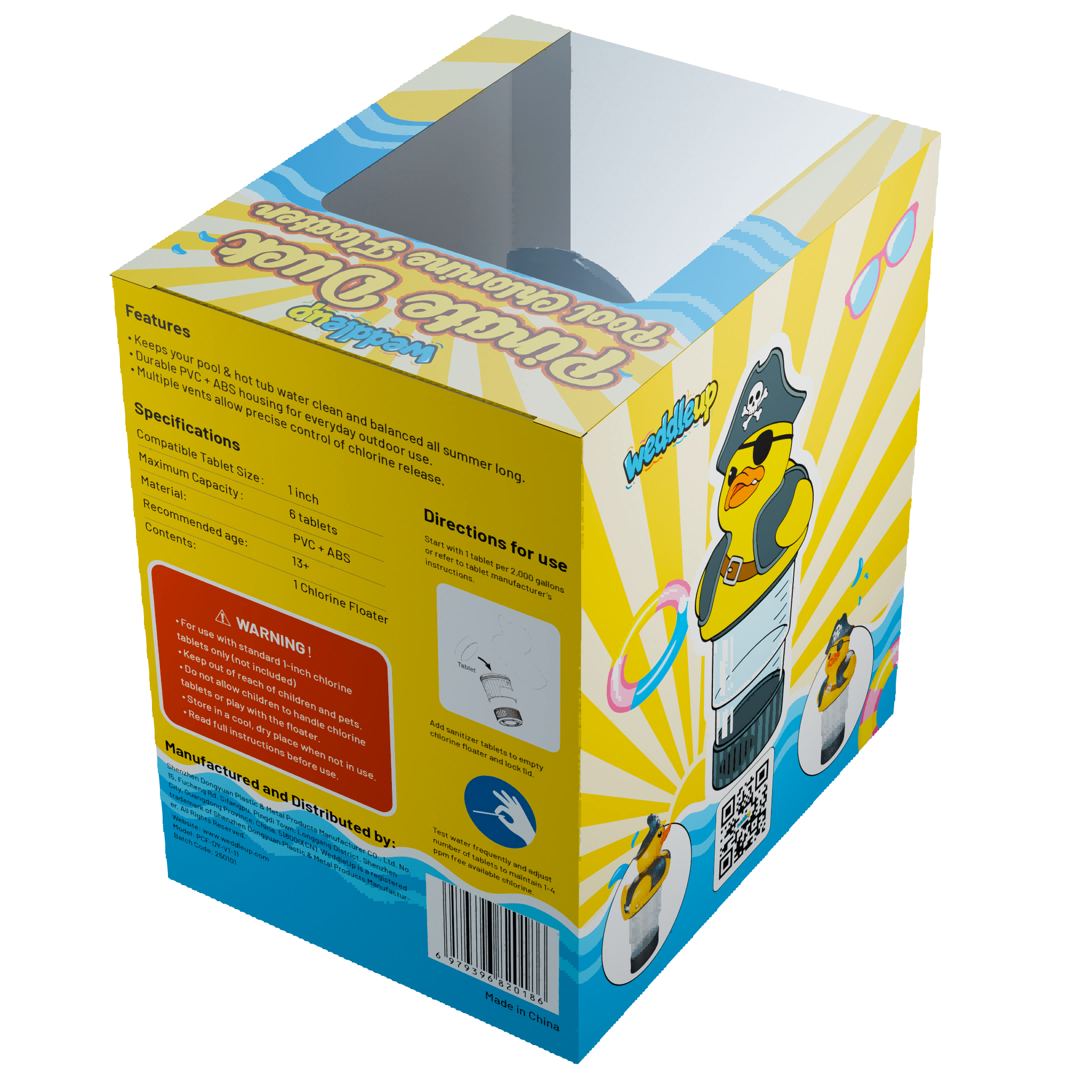 1 Inch Pool Chlorine Floater (Pirate Duck)