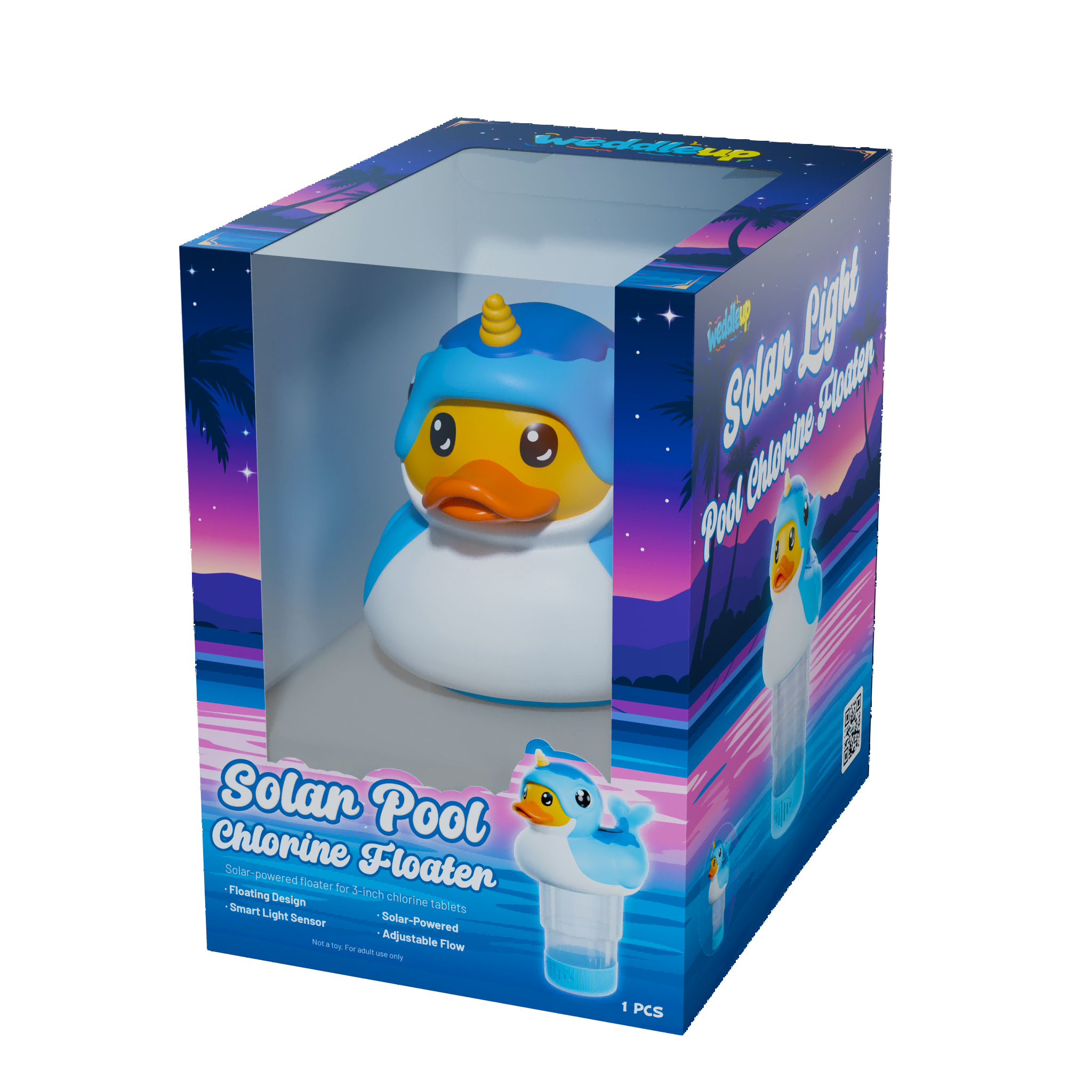 3 Inch Narwhal Duck Solar Pool Chlorine Floater