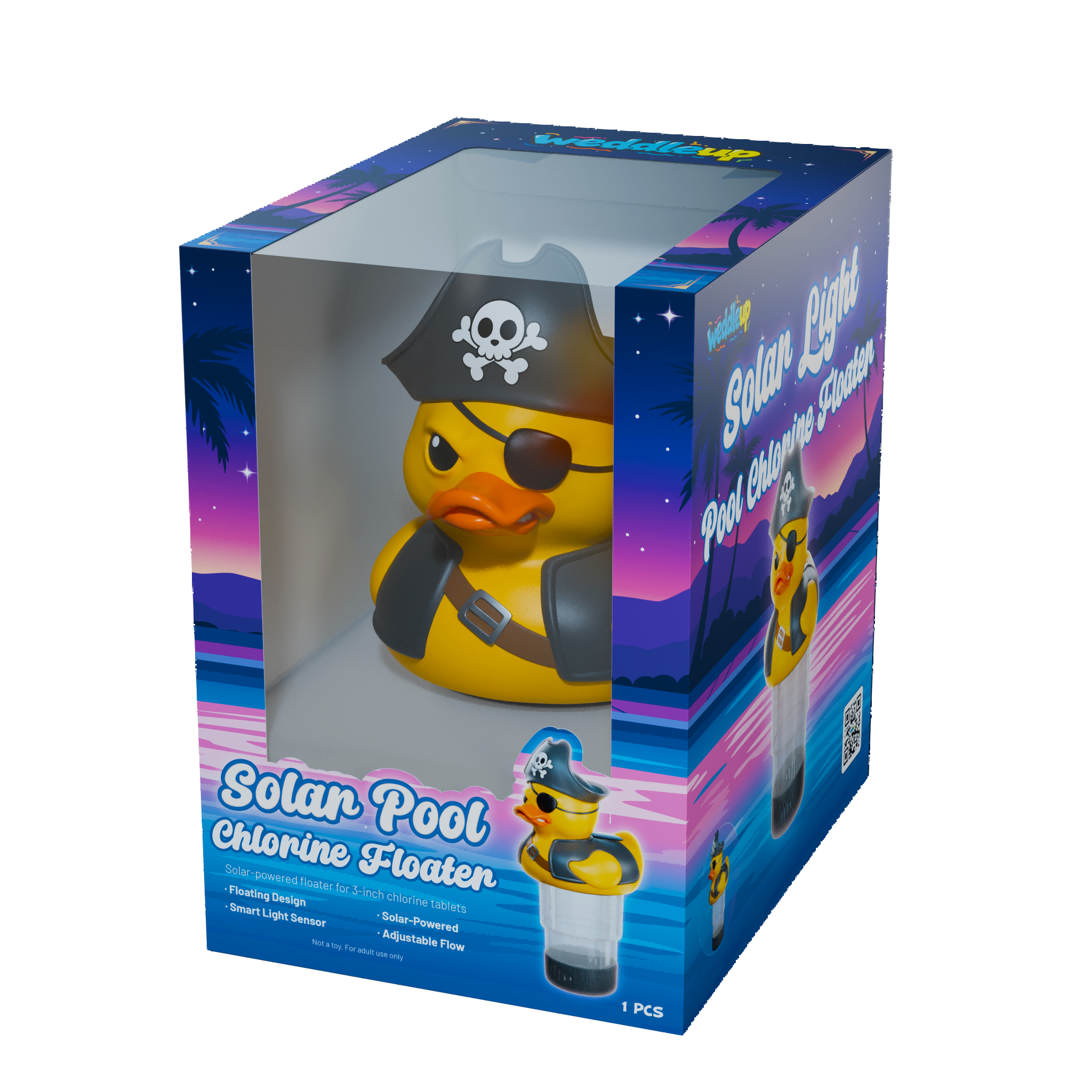 3 Inch Pirate Duck Solar Pool Chlorine Floater