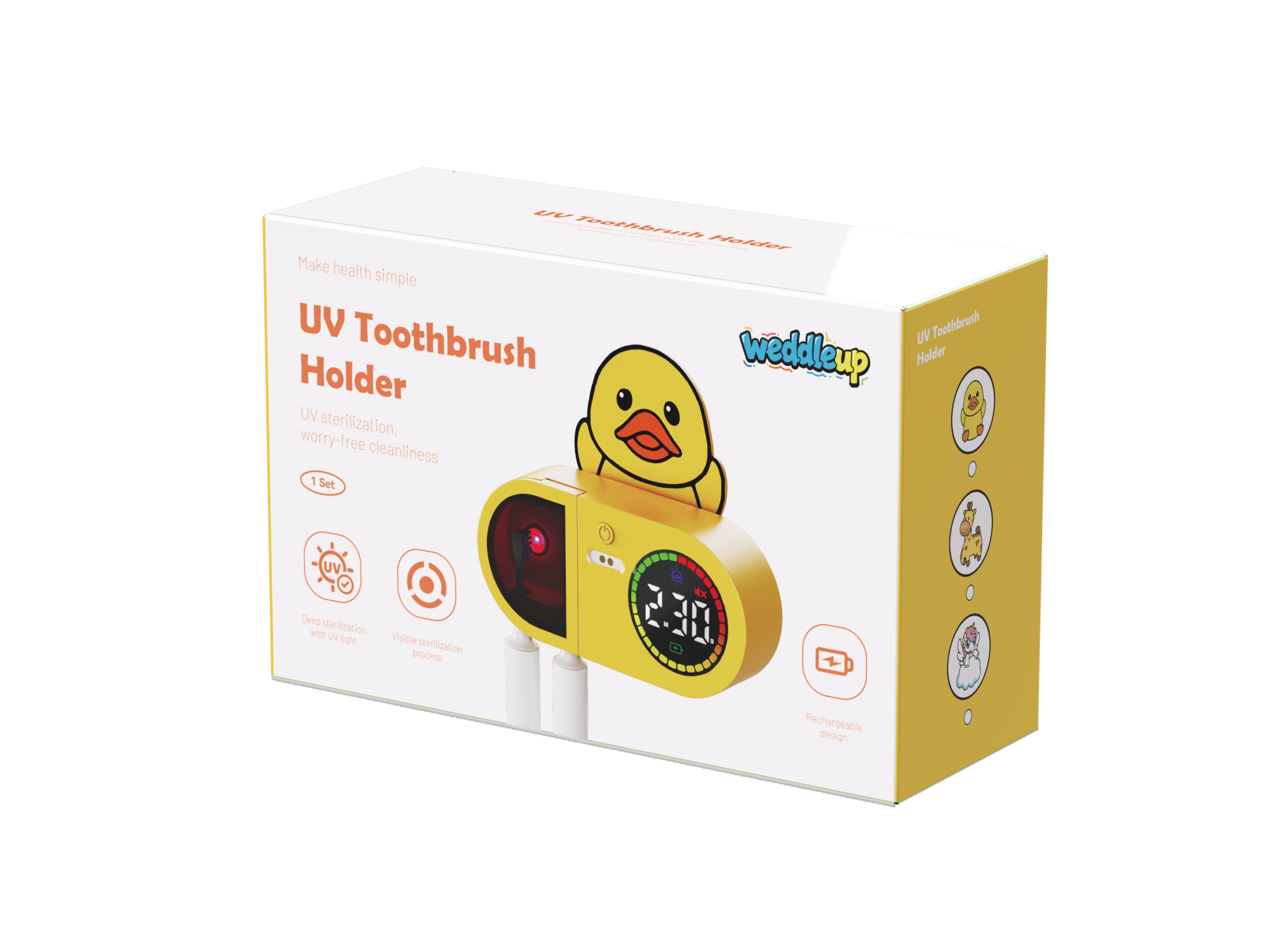 Kids' UV Toothbrush Holder (Classic Yellow Duck)