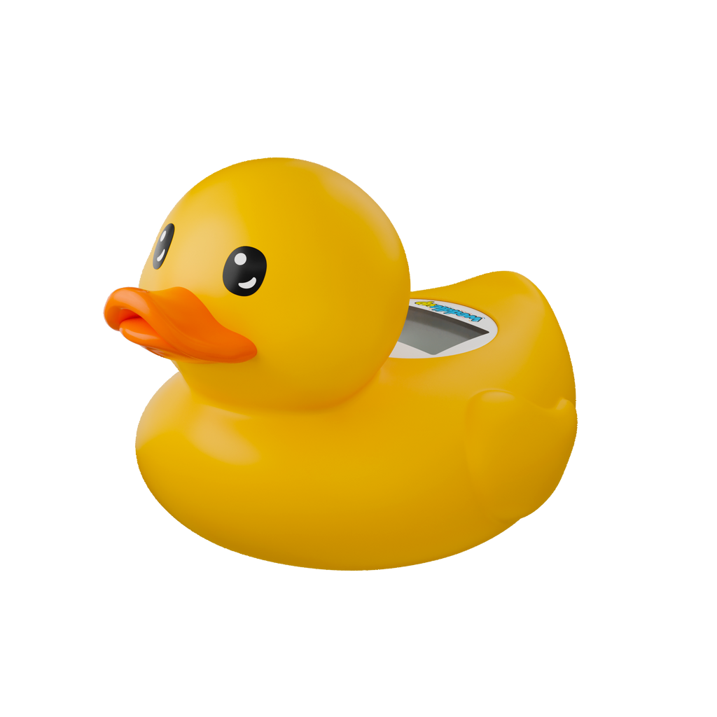 Classic Yellow Duck room and bath thermometer three-quarter view